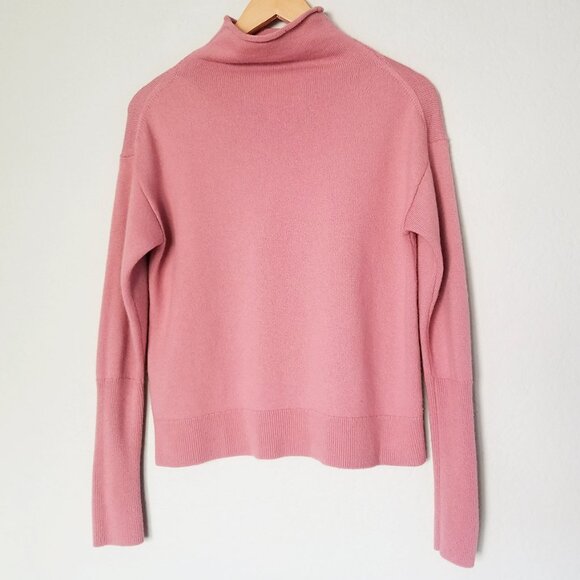 Aritzia Wilfred Cyprie Sweater M 100% Merino Wool Mockneck Jumper Pink Cozy $138 - Picture 4 of 14
